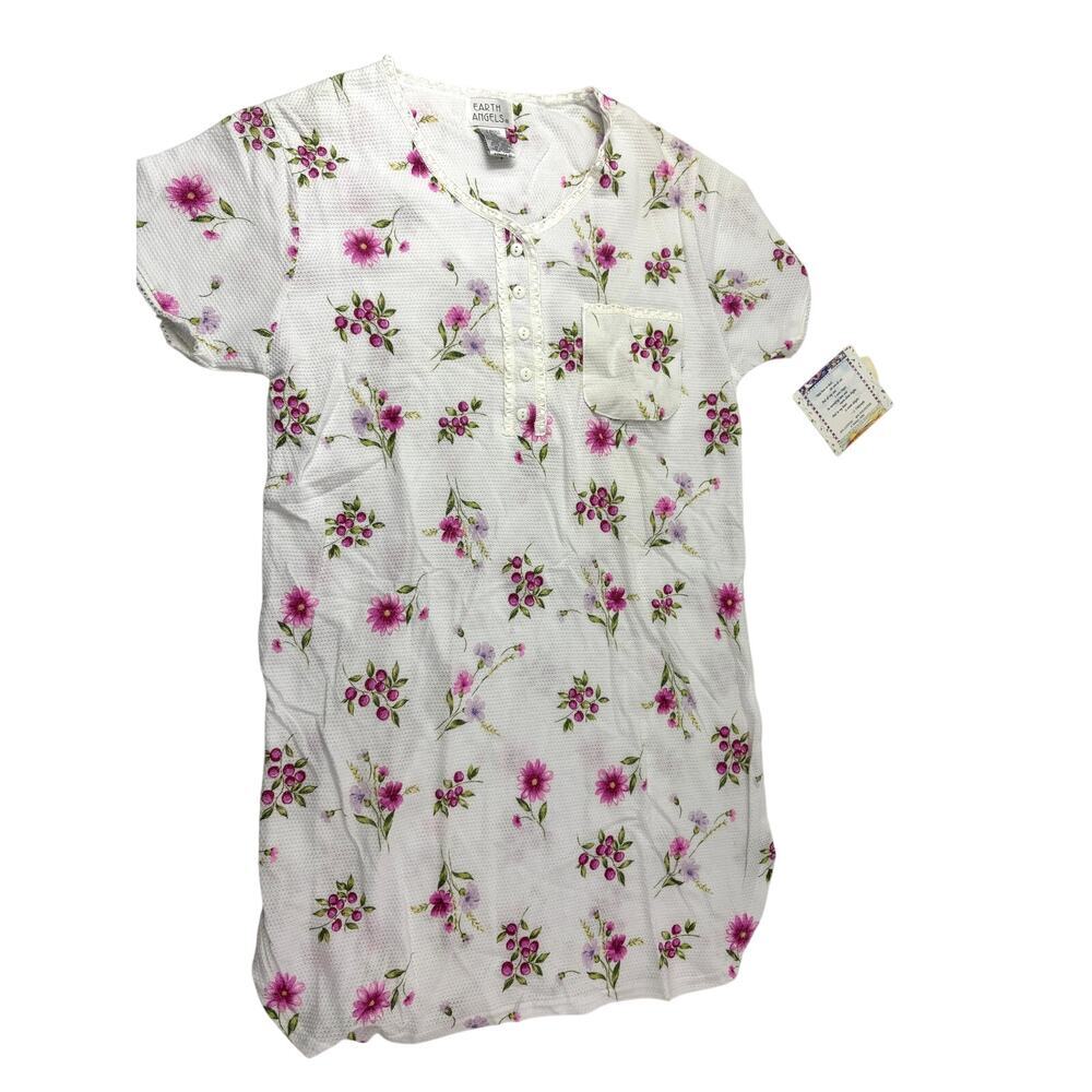Vintage X-Small Nightgown 90s Floral Cottagecore Grannycore Cotton Sleepwear NWT